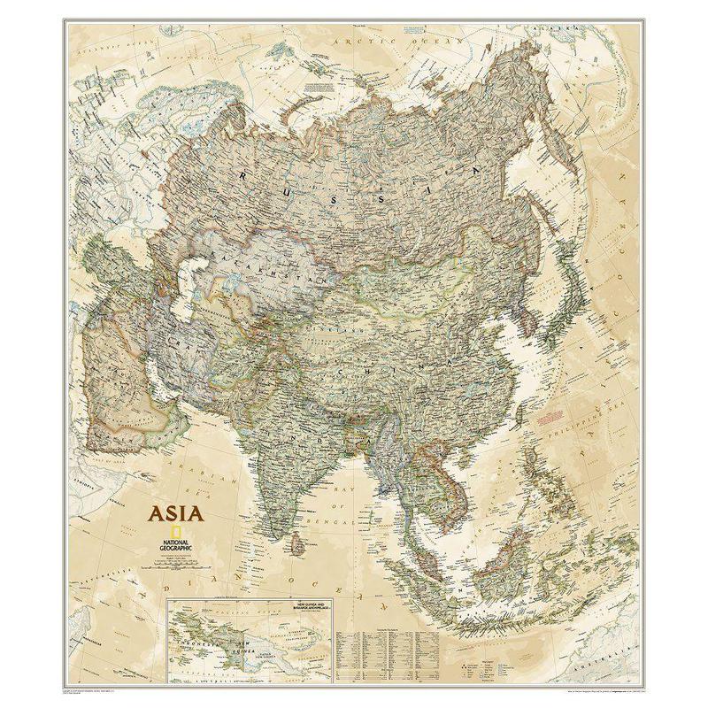 Carte des continents National Geographic Asie (96 x 86 cm)