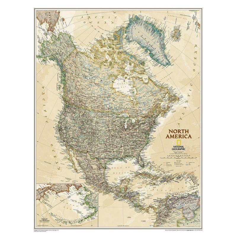 National Geographic Kontinentkarte Nordamerika (61 x 76 cm)