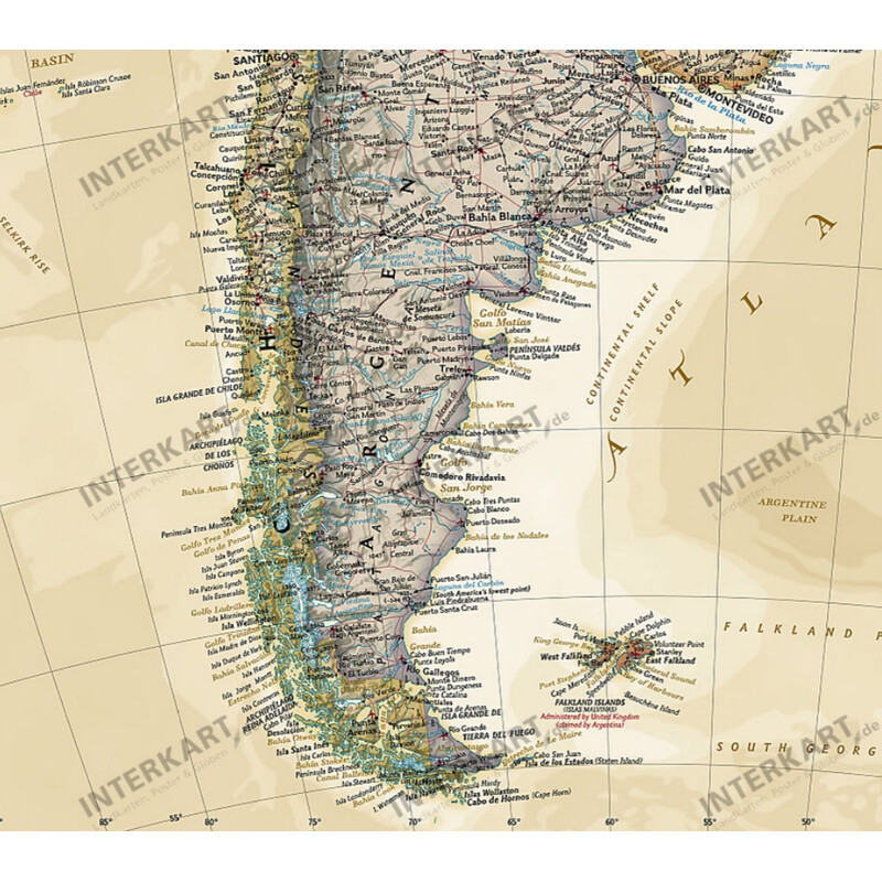 National Geographic Carte antique de l'Amérique du Sud