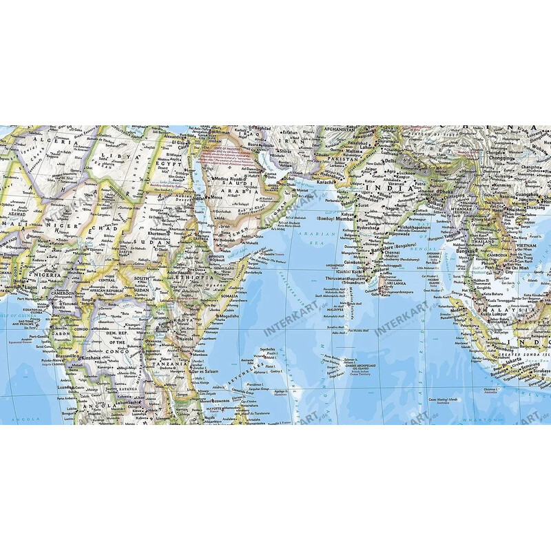 Mappemonde National Geographic pazifikzentriert (185 x 122 cm)