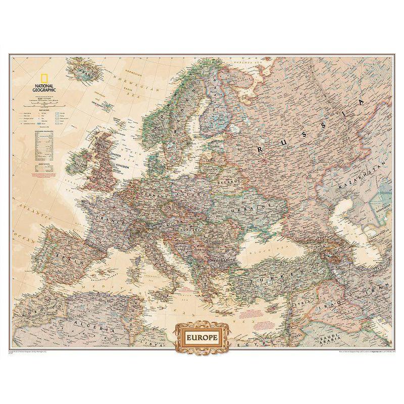 National Geographic Carte antique d'Europe en 3 parties