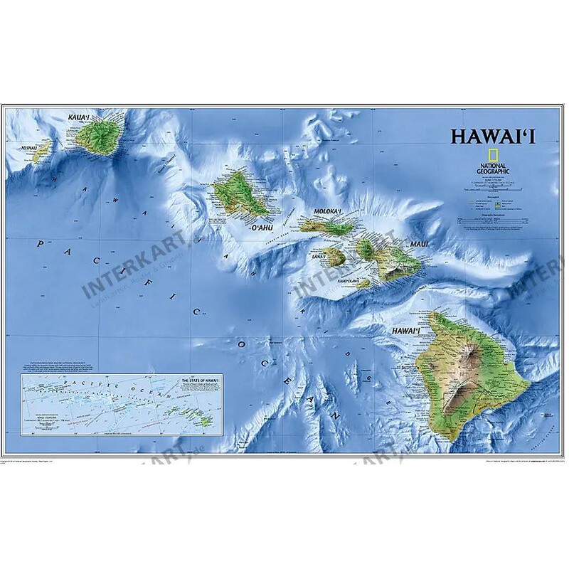 Carte géographique National Geographic Hawaii (89 x 58 cm)