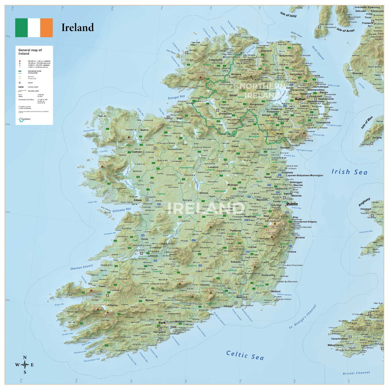 Carte géographique GeoMetro Irlande (90 x 90 cm)