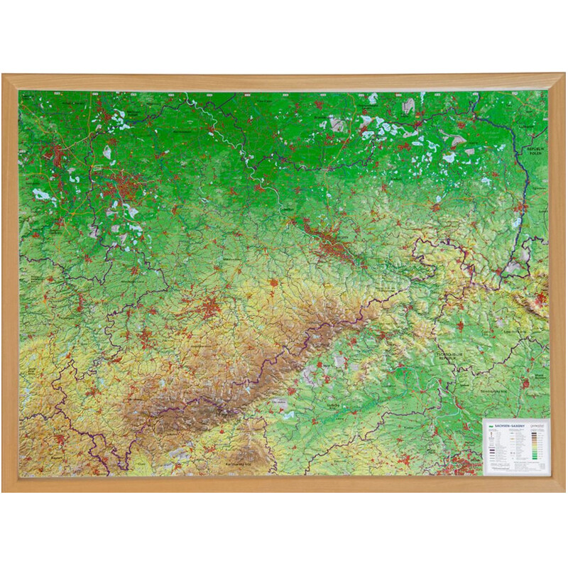 Georelief Regional-Karte Sachsen