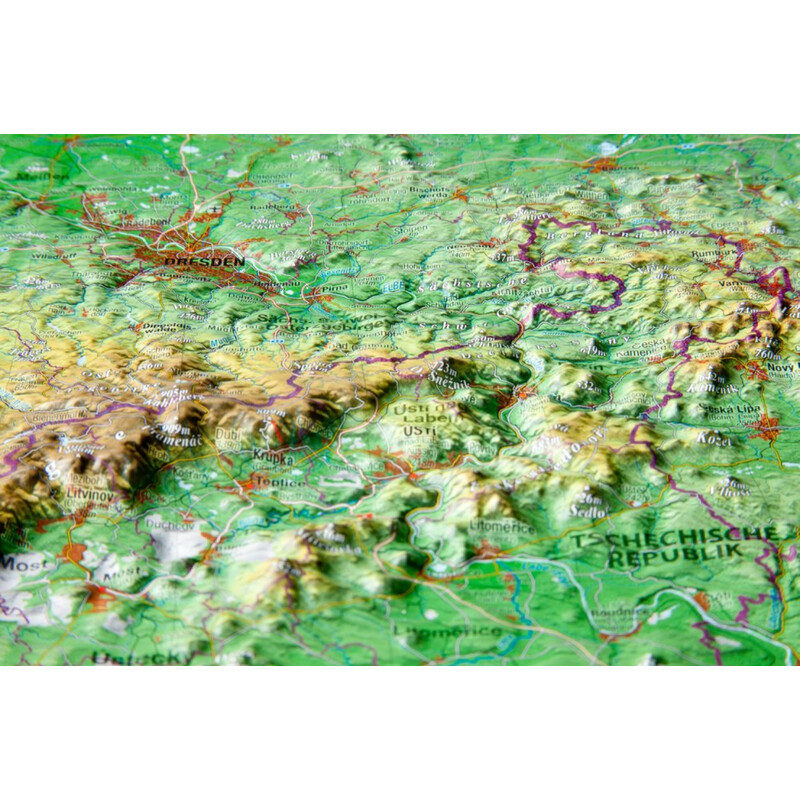 Georelief Regional-Karte Sachsen