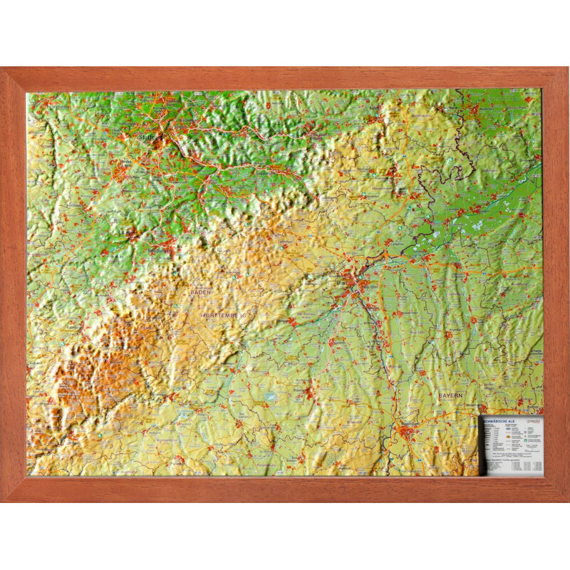 Carte régionale Georelief Schwäbische Alb