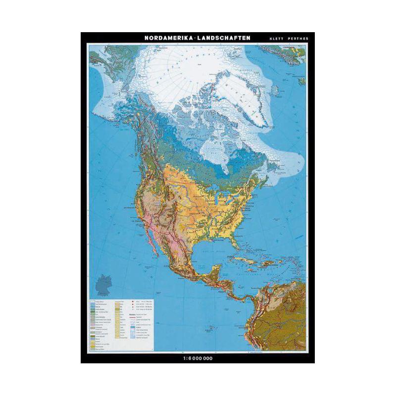 Carte des continents Klett-Perthes Verlag Paysages d'Amérique du Nord