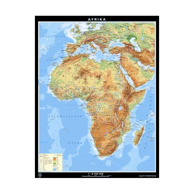 Carte des continents Klett-Perthes Verlag Afrika physiques et politiques (P) 2-côtés