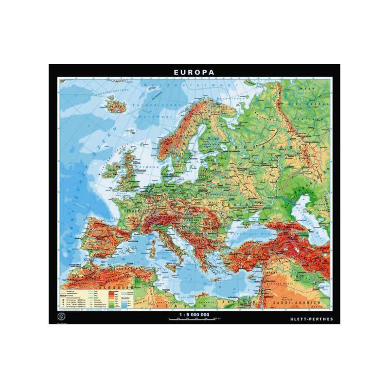 Klett-Perthes Verlag Kontinent-Karte Europa physisch / stumm (ABW) 2-seitig