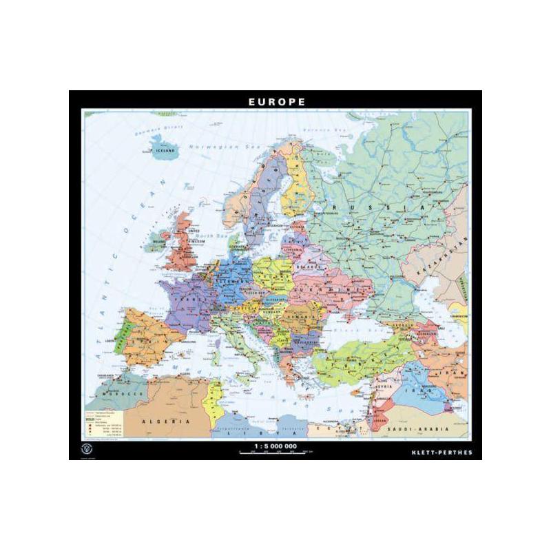Carte des continents Klett-Perthes Verlag Europe politiquement / sourd (ABW) 2-côtés