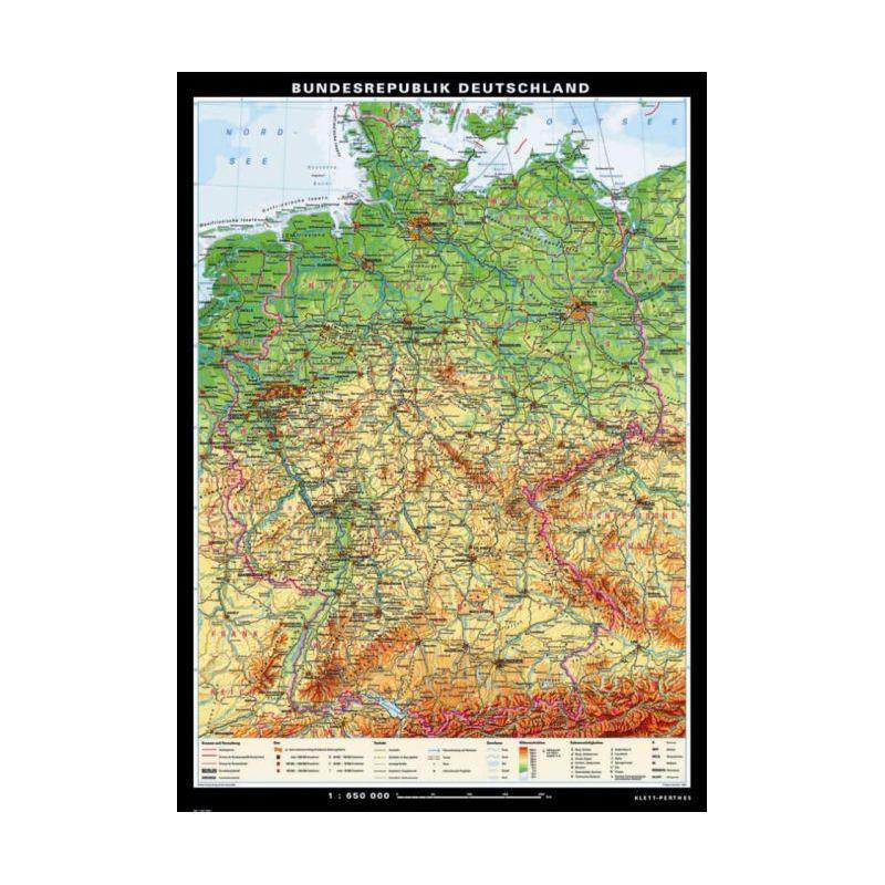 Klett-Perthes Verlag Landkarte Deutschland physisch / stumm (ABW) 2-seitig