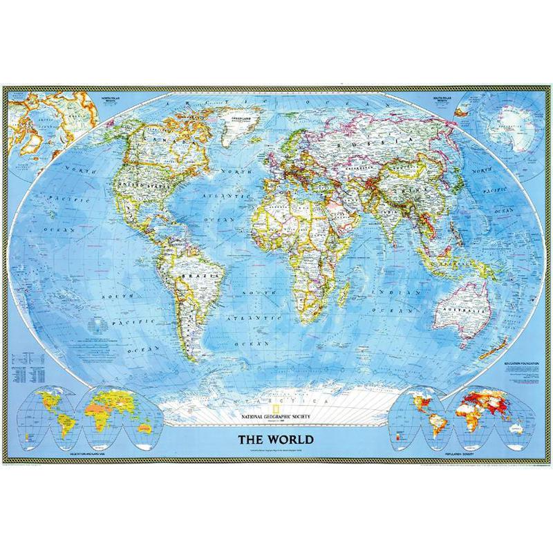 Mappemonde National Geographic Carte mondiale politique classique grandement