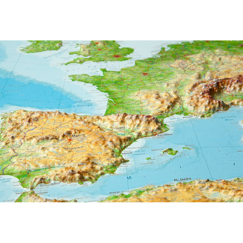 Georelief L'Europe grand format, carte géographique en relief 3D