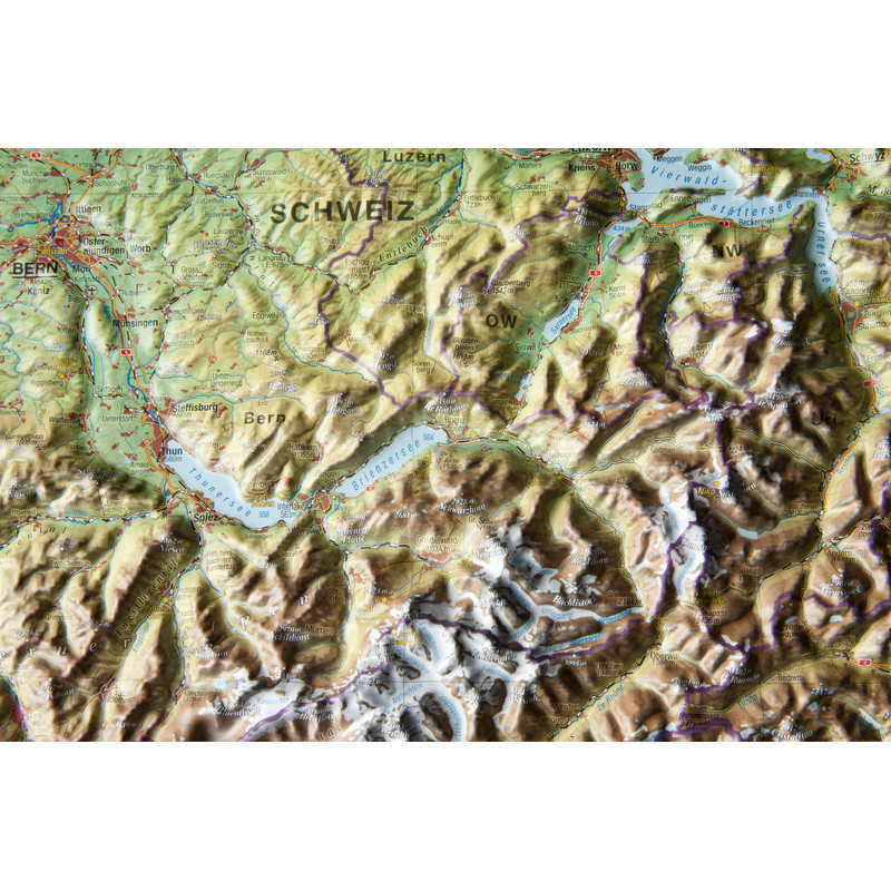 Georelief La Suisse grand format, carte géographique en relief 3D