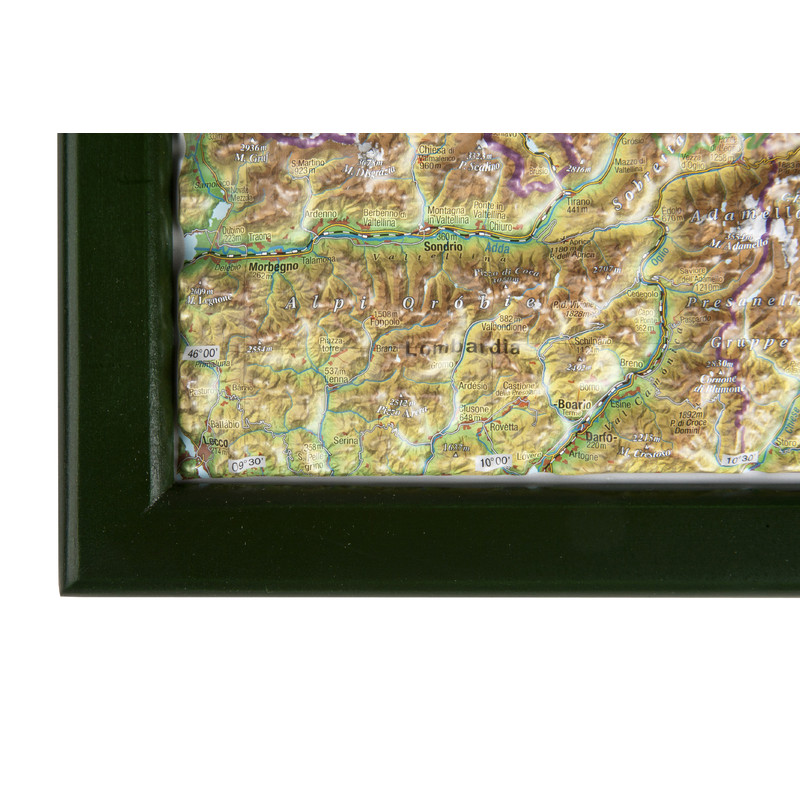 Georelief L'Autriche grand format, carte géographique en relief 3D avec cadre en bois