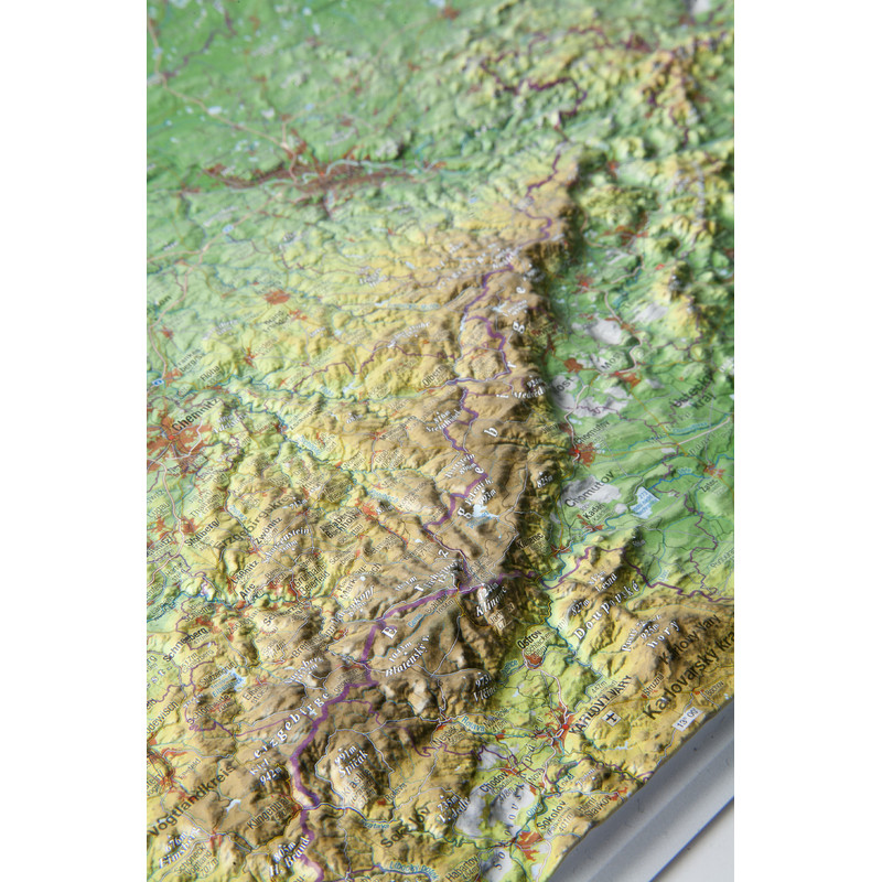 Georelief Regional-Karte Sachsen klein, 3D Reliefkarte