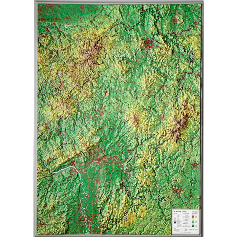 Georelief La Hesse grand format, carte géographique en relief 3D