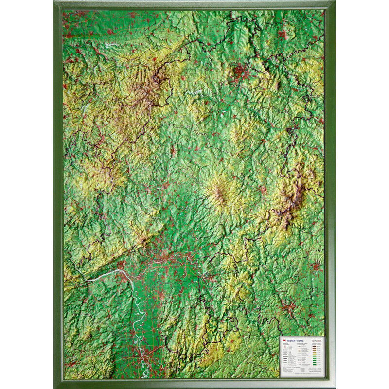 Georelief La Hesse grand format, carte géographique en relief 3D