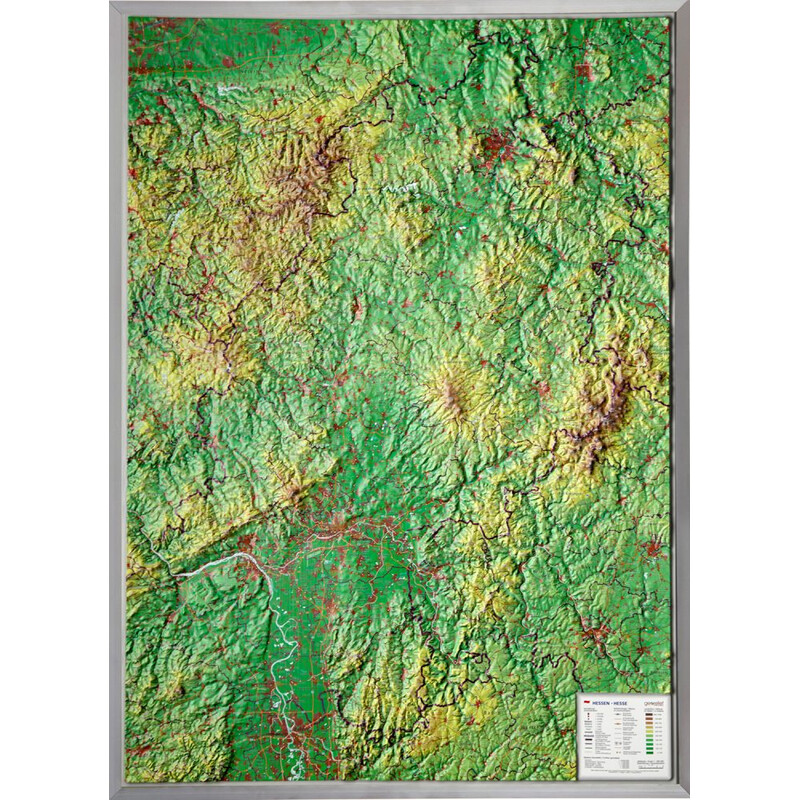 Georelief La Hesse grand format, carte géographique en relief 3D