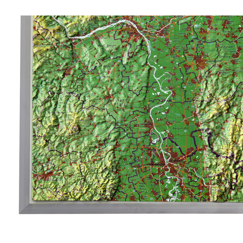 Georelief La Hesse grand format, carte géographique en relief 3D