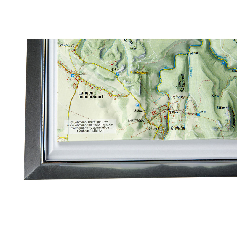 Georelief Sächsische Schweiz klein, 3D Reliefkarte mit Kunstoffrahmen