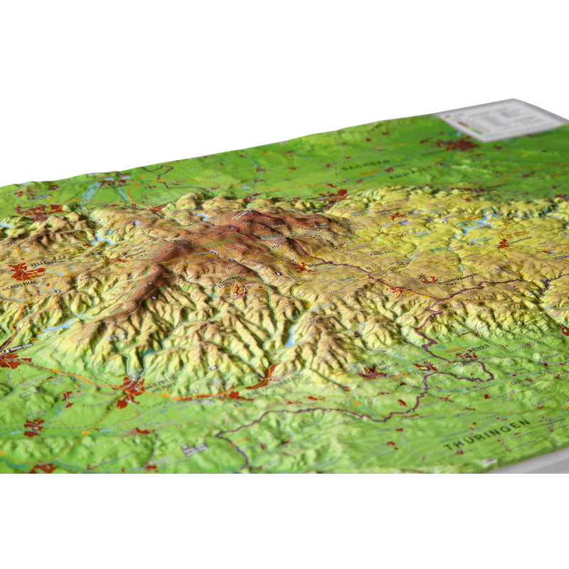 Georelief La Harz petit format, carte géographique en relief 3D