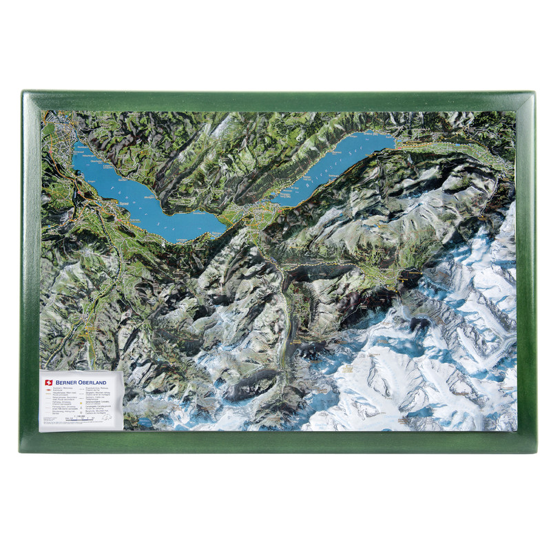 Carte régionale Georelief L'Oberland bernois avec cadre en bois