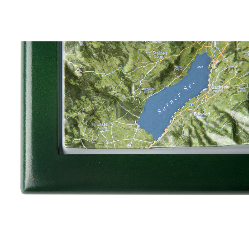 Carte régionale Georelief Le Lac des Quatre Cantons avec cadre en bois