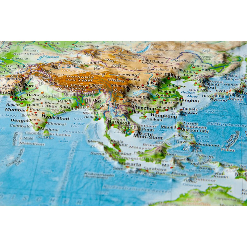 Mappemonde Georelief Le Monde petit format, carte géographique en relief 3D