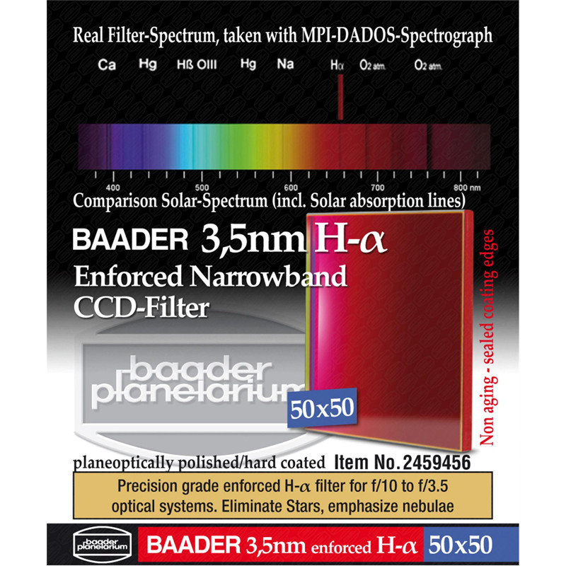 Baader Ultra-Narrowband 3.5nm H-alpha CCD-Filter 50x50mm