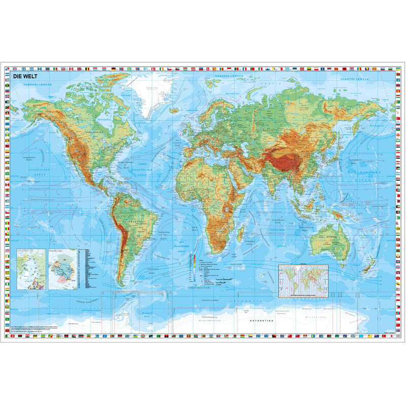 Mappemonde Stiefel physique avec bordure de drapeau (95x62)