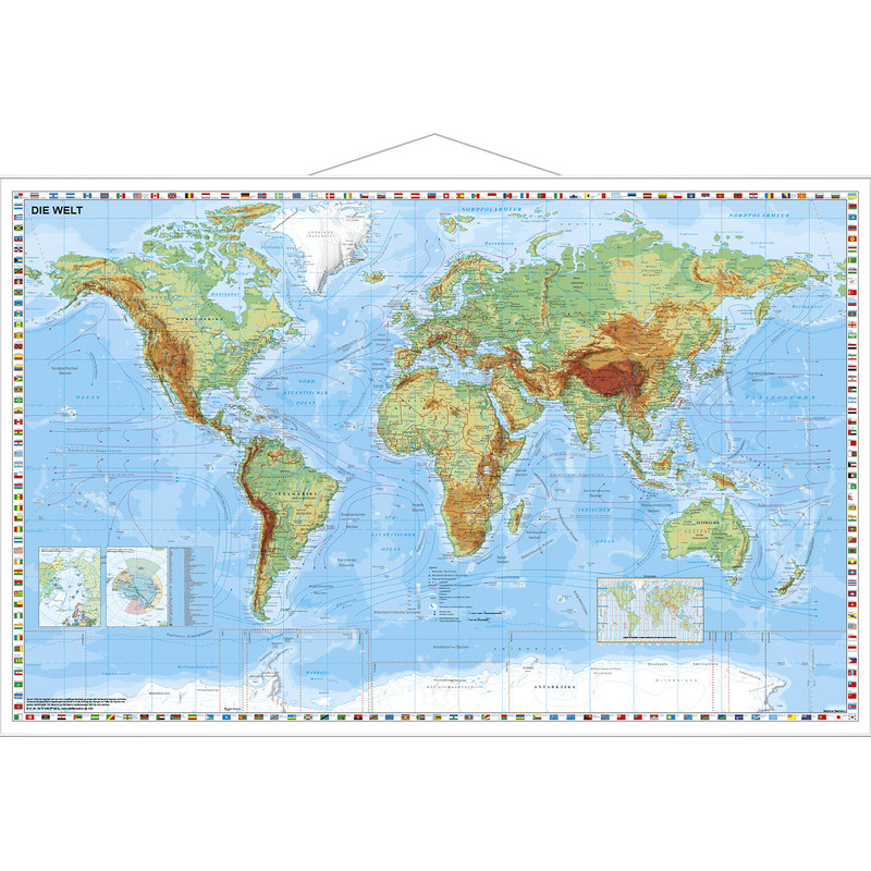 Mappemonde Stiefel physique avec bordure de drapeau (95x62)