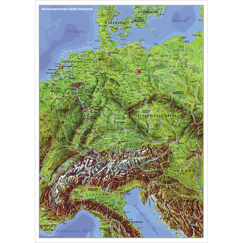 Stiefel Regional-Karte Deutschsprachige Länder Panorama