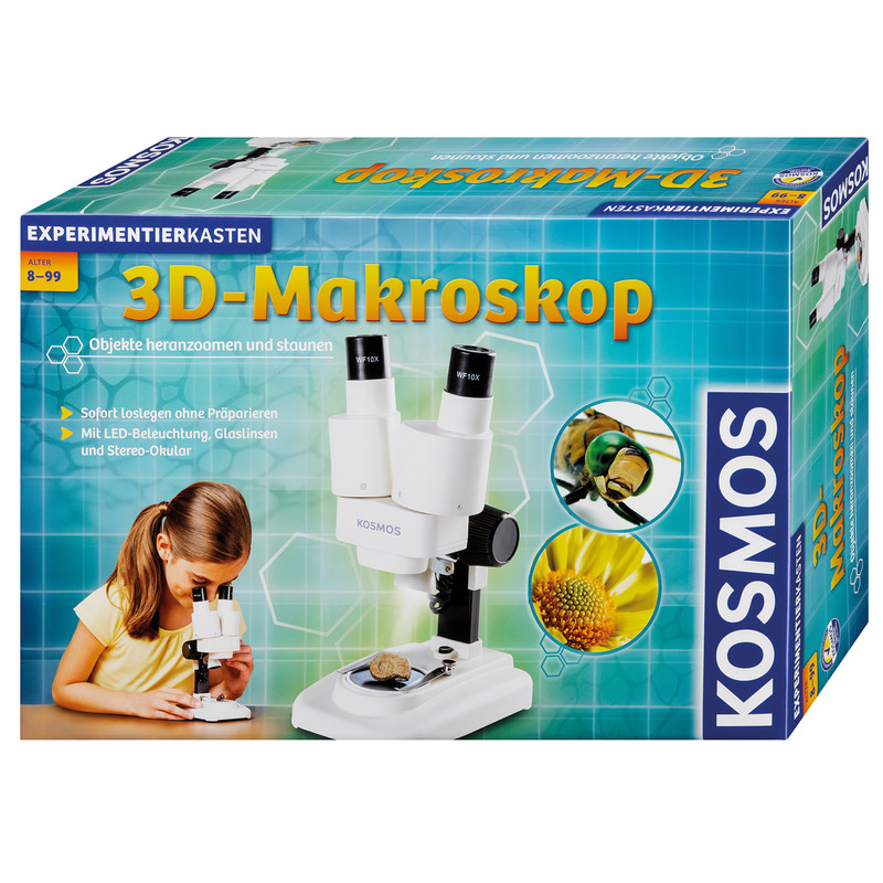 Kosmos Verlag Stereomikroskop 3-D Makroskop Forschungspaket, 20x, LED