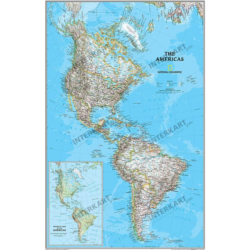 Carte des continents National Geographic continent map North and South America political (laminated)