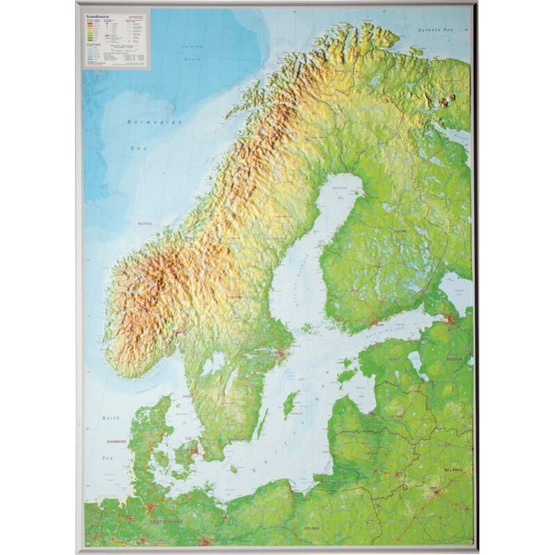 Carte régionale Georelief Scandinavie