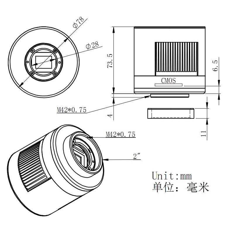 Caméra ZWO ASI 1600 MM-Cool V3 Mono + EFWmini + LRGB 1,25" Set