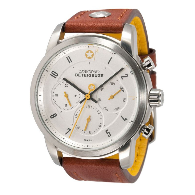 DayeTurner BETEIGEUZE Herrenuhr Analog silber - Leder hellbraun