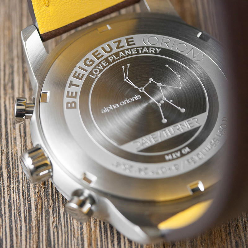 DayeTurner BETEIGEUZE Herrenuhr Analog silber-braun - Leder dunkelbraun