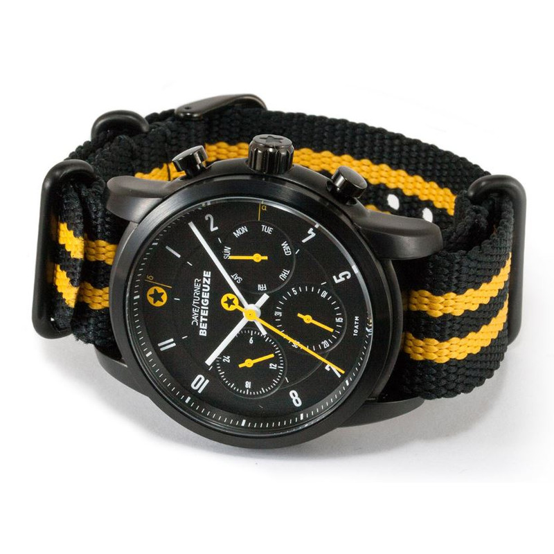 Horloge DayeTurner Montre homme analogique BETEIGEUZE argent - nylon noir/jaune