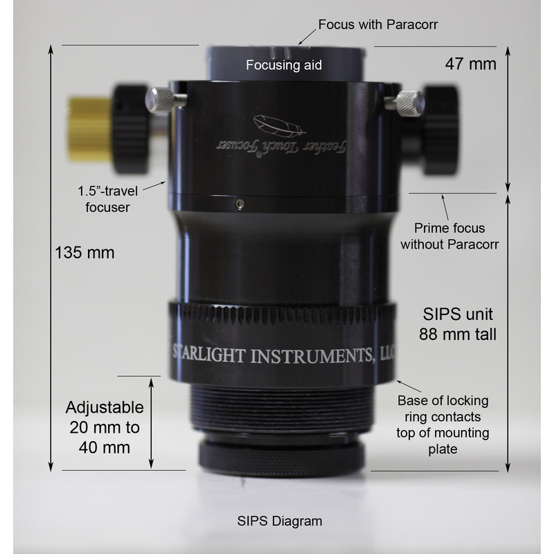 Porte-oculaire Starlight Instruments Porte oculaire Feather Touch FTF2015BCR LW avec le système Paracorr (SIPS) correcteur de coma