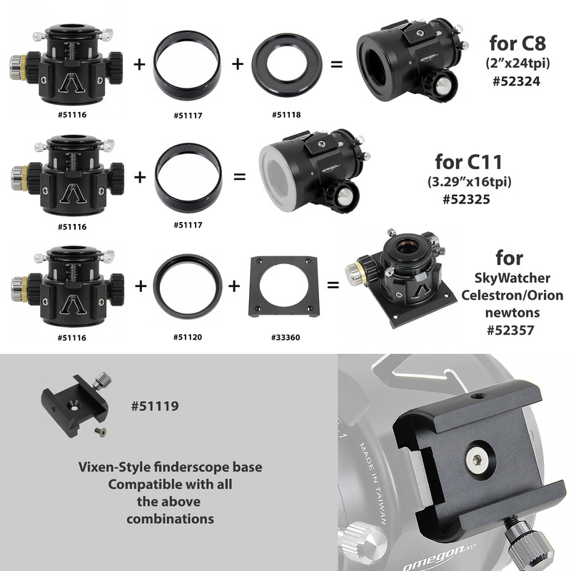 Omegon V-Power 2'' Crayford, Dual Speed SCT C11 Okularauszug