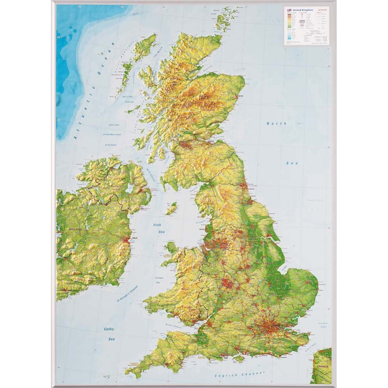 Georelief Landkarte Großbritannien (57x77x2cm) 3D Reliefkarte