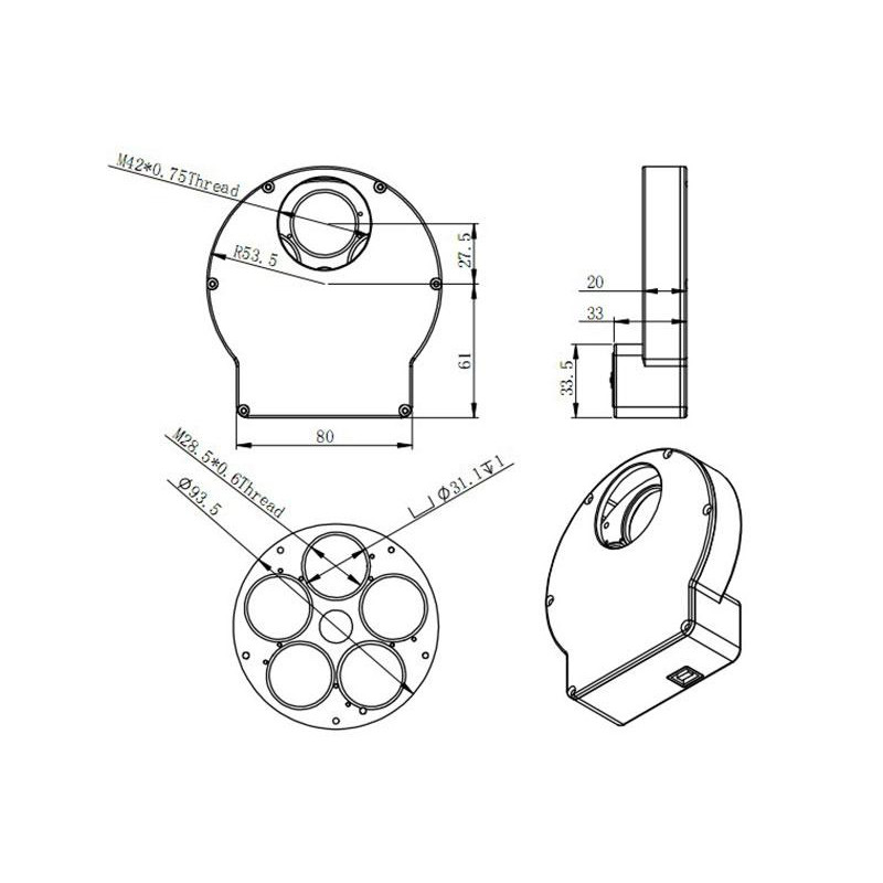 ZWO Motorisiertes Filterrad EFWmini 5x1,25"