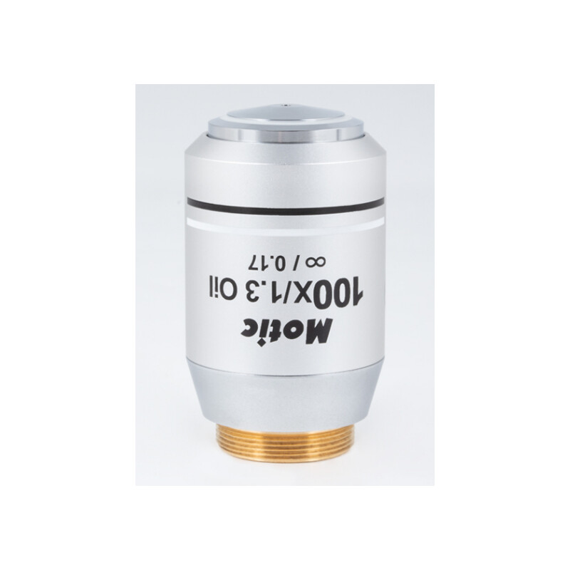 Objectif Motic CCIS® Plan FLUOR Objektiv PL UC FL, 100X / 1.3 (Feder/Öl), wd 0.1mm, infinity