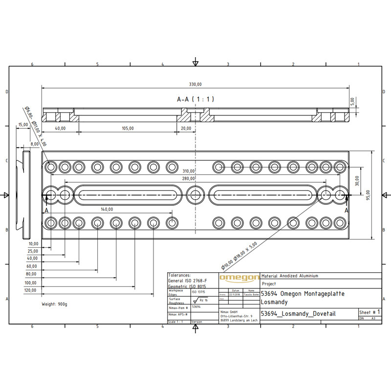 Omegon Rail de montage long (Losmandy-Style)