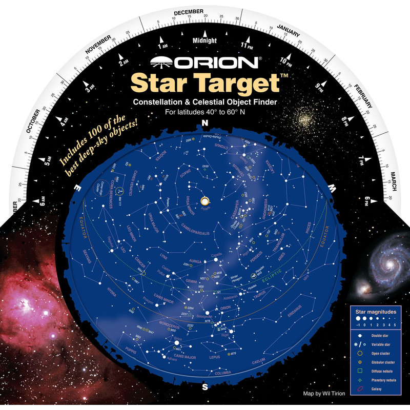 Orion Sternkarte Star Target Planisphere 40-60 degree north
