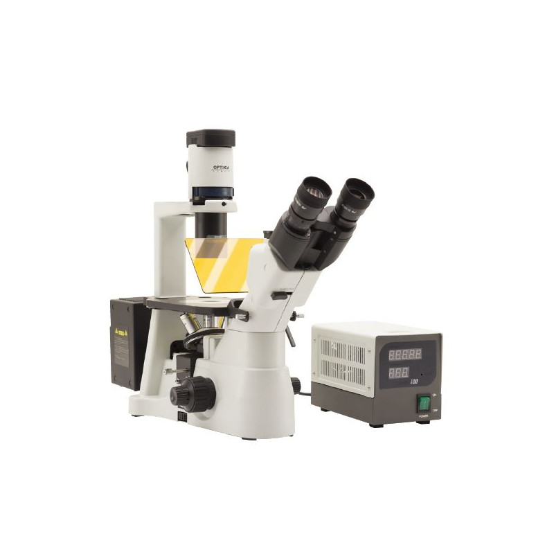 Microscope inversé Optika Mikroskop IM-3FL4-EU, trino, invers, FL-HBO, B&G Filter, IOS LWD U-PLAN F, 100x-400x, EU