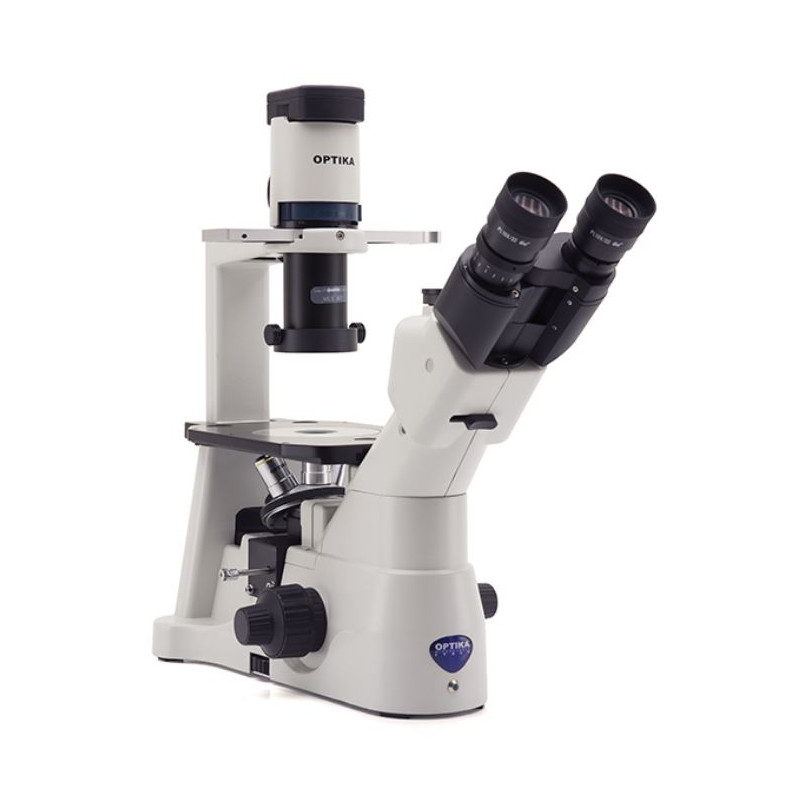 Microscope inversé Optika IM-3LD, IOS, LED-FLUO, LWD, 400x, trino