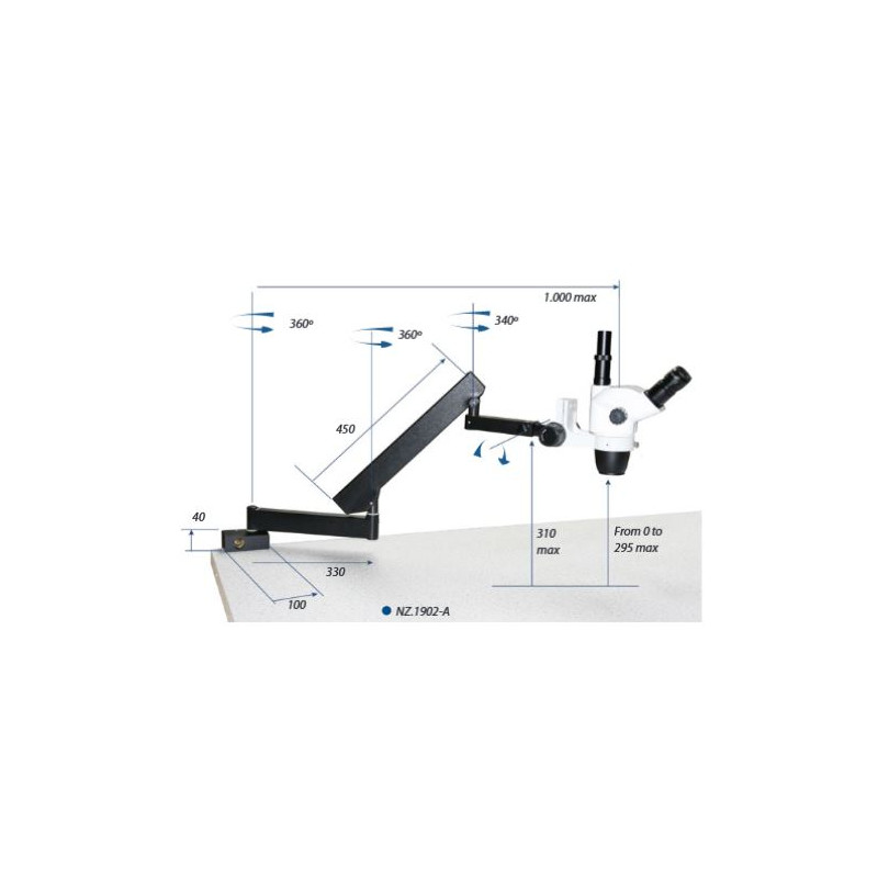 Euromex Gelenkarm-Stativ  Universalstativ,Tischklemme, schwarz o. Kopfhalterung, NZ.9025 (Nexius)